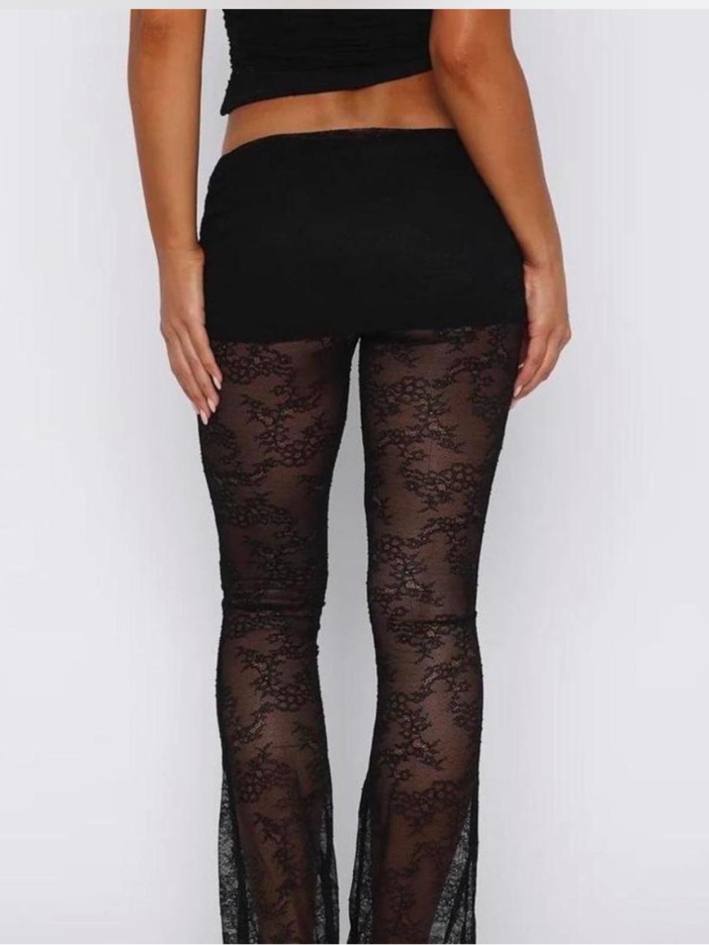 NEW White Fox Lace Pants In Your Eyes Black - Picture 2 of 4